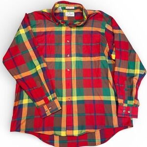 Sears Roebuck & Co Men's Plaid Long Sleeve XL Single Needle Tailoring